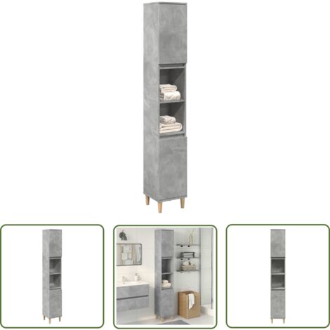 vidaXL Armoire de salle de bain gris béton 30x30x190 cm