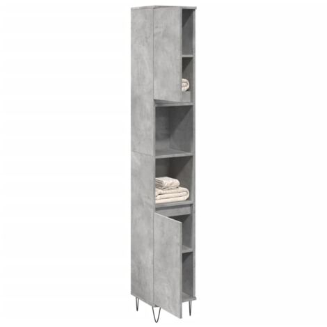 vidaXL Armoire de salle de bain gris béton 30x30x190 cm