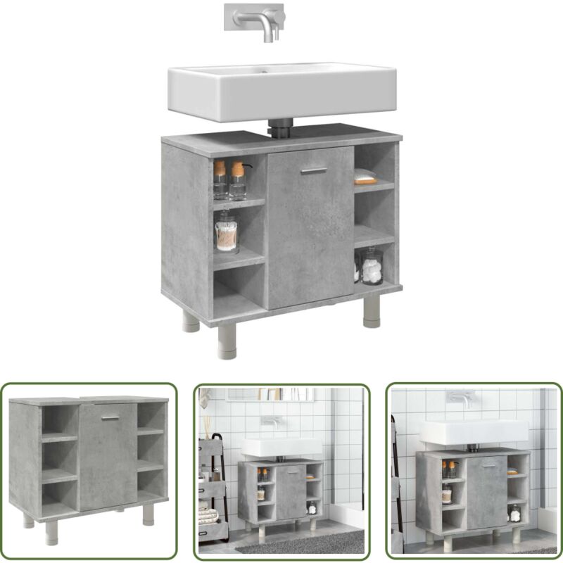 The Living Store - vidaXL Armoire de salle de bain Gris béton 60x32x53,5 cm Aggloméré