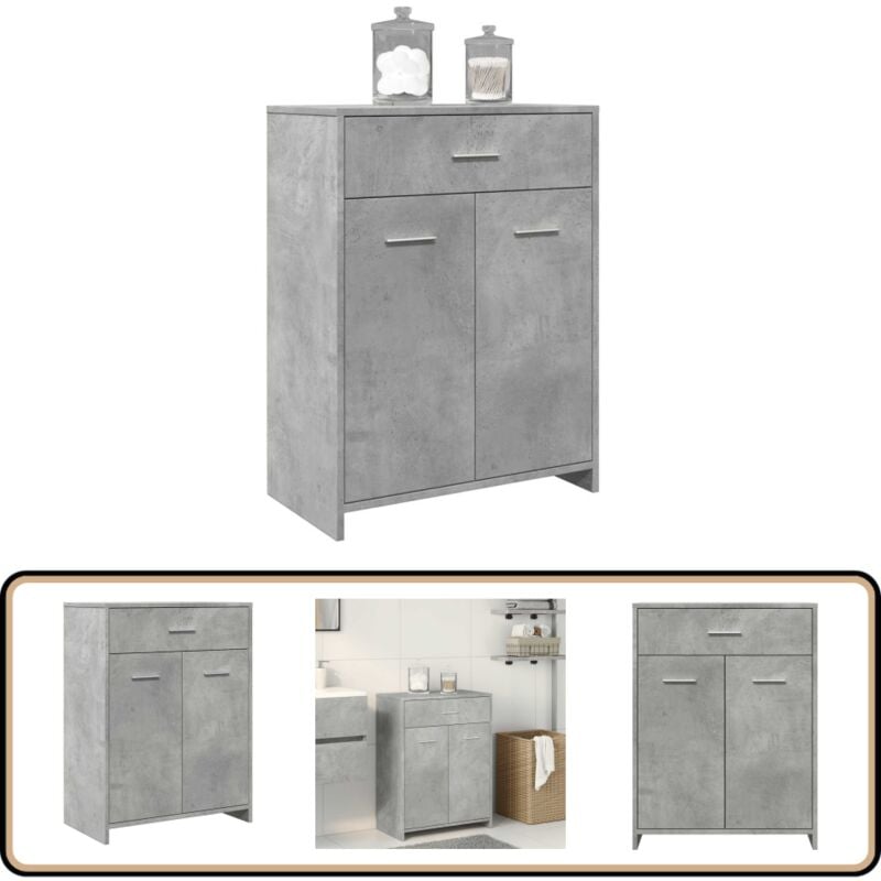 Vidaxl - Armoire de salle de bain Gris béton 60x33x80 cm Aggloméré