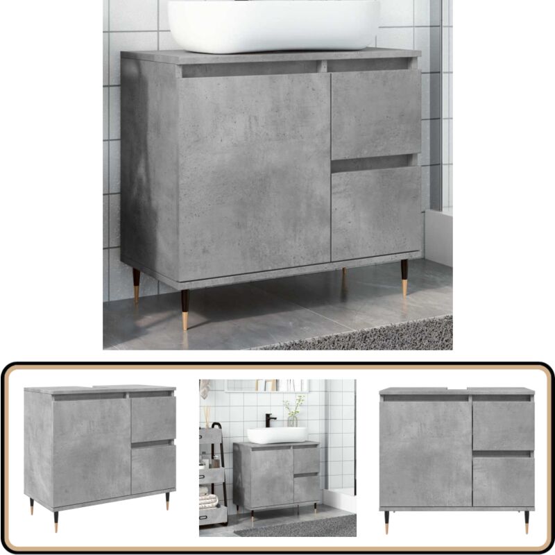 Vidaxl - Armoire de salle de bain gris béton 65x33x60 cm