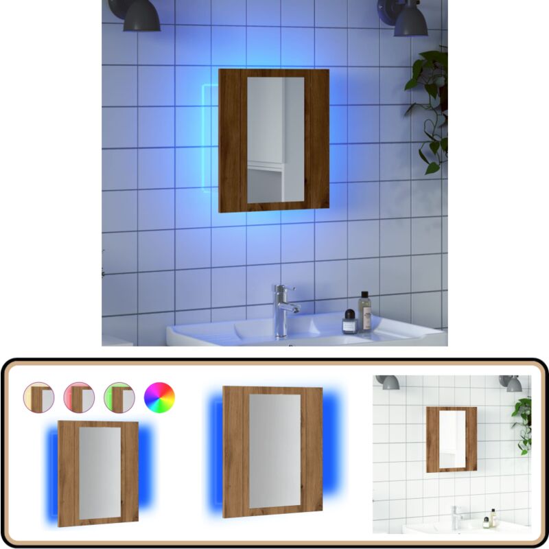 vidaXL Armoire de salle de bain miroir LED chêne artisanal 40x12x45 cm