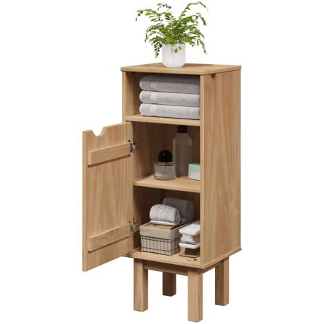 Vidaxl – Armoire de salle de bain OTTA 35x30x90 cm en bois massif de pin – Finition cire de miel – Rangement pratique pour salle de bain