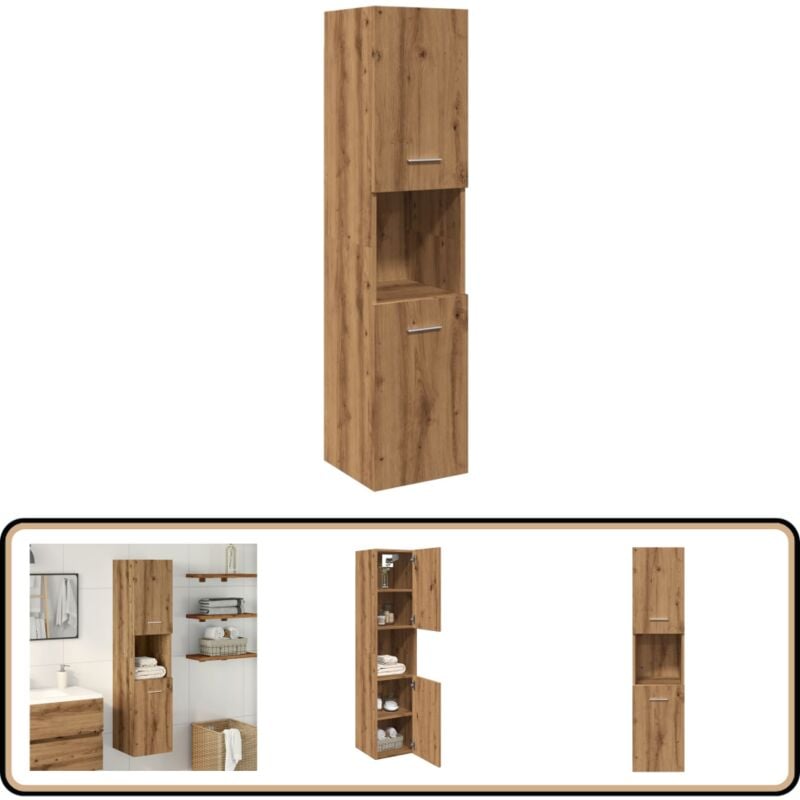 vidaXL Armoire de salle de bain suspendue chêne artisanal 30x30x130 cm