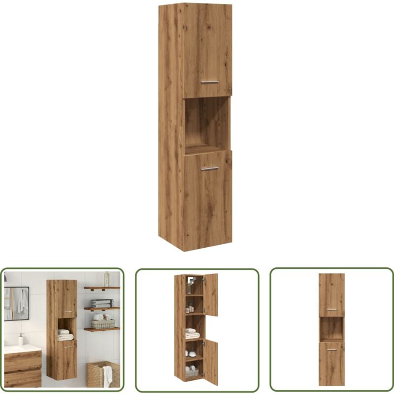 The Living Store - vidaXL Armoire de salle de bain suspendue chêne artisanal 30x30x130 cm