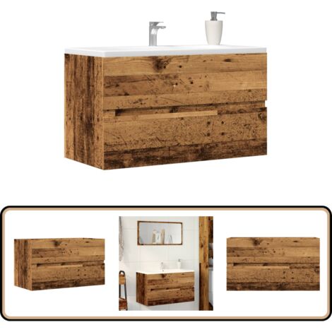 vidaXL Armoire de salle de bain suspendue vieux bois bois d'ingénierie