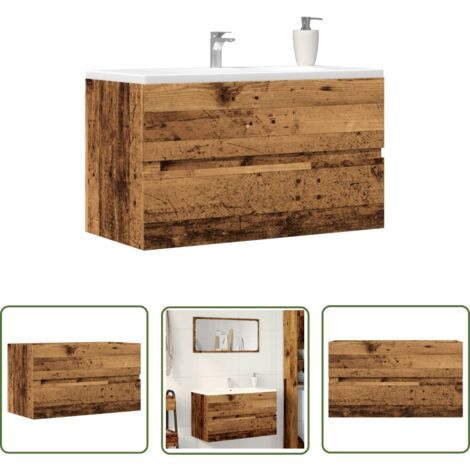 vidaXL Armoire de salle de bain suspendue vieux bois bois d'ingénierie
