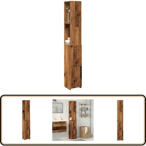 vidaXL Armoire de salle de bain vieux bois 25x25x170cm bois ingénierie