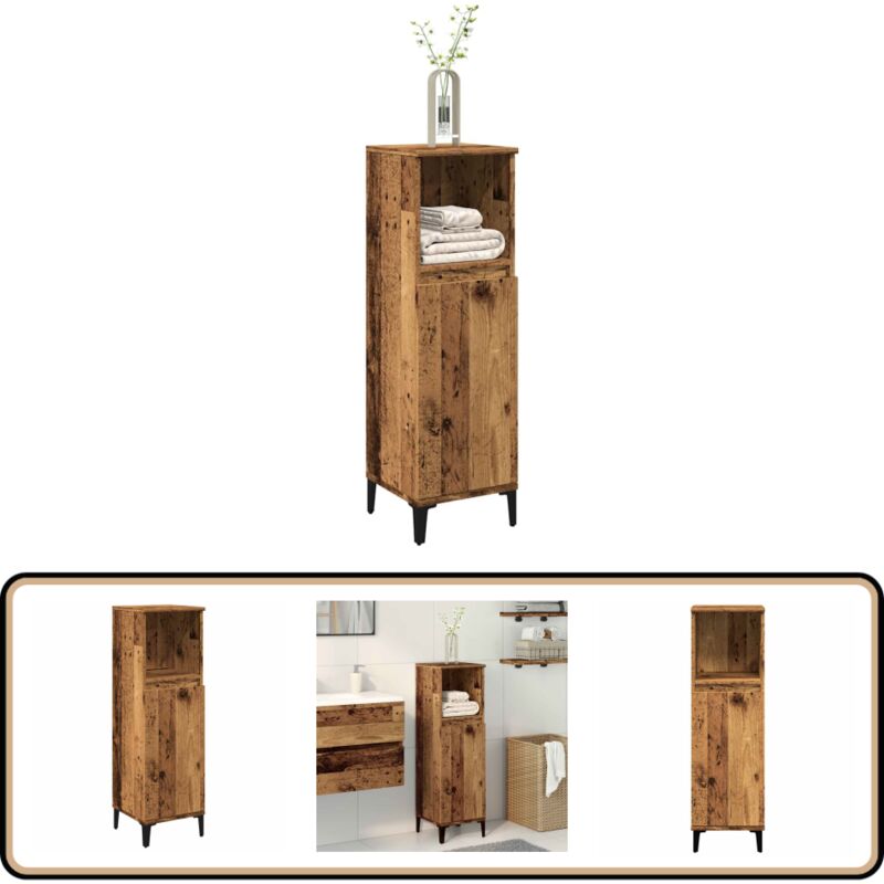 Vidaxl - Armoire de salle de bain vieux bois 30x30x100cm bois ingénierie