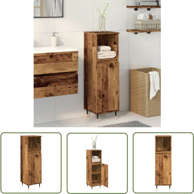 The Living Store - vidaXL Armoire de salle de bain vieux bois 30x30x100cm bois ingénierie