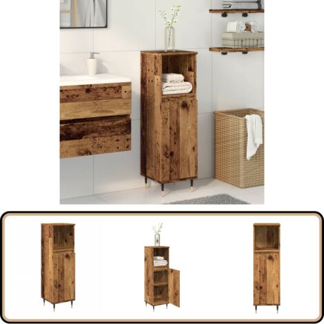 vidaXL Armoire de salle de bain vieux bois 30x30x100cm bois ingénierie