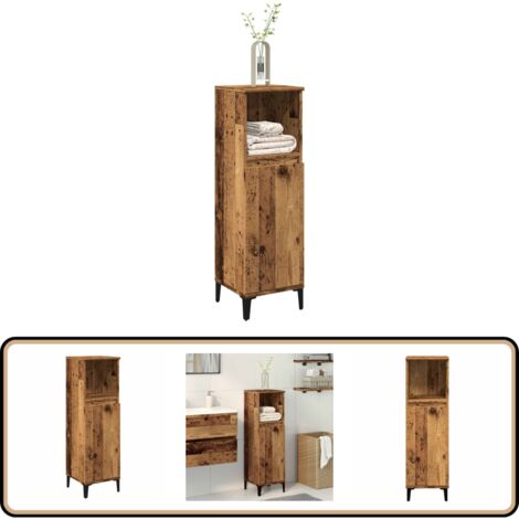vidaXL Armoire de salle de bain vieux bois 30x30x100cm bois ingénierie