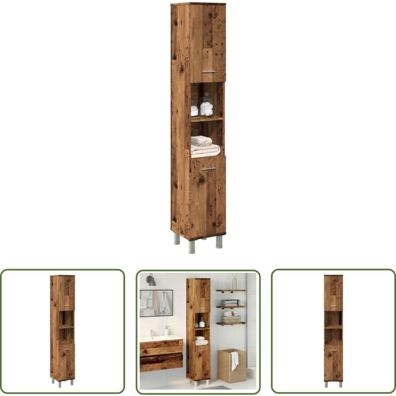 VidaXL Armoire de salle de bain vieux bois 30x30x179cm bois ingénierie