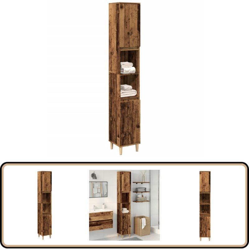 Vidaxl - Armoire de salle de bain vieux bois 30x30x190cm bois ingénierie