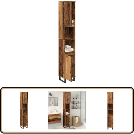 vidaXL Armoire de salle de bain vieux bois 30x30x190cm bois ingénierie