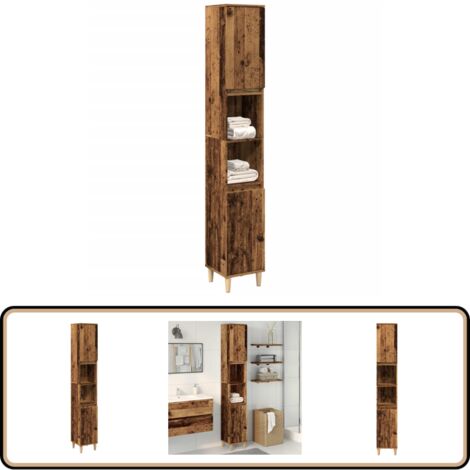 vidaXL Armoire de salle de bain vieux bois 30x30x190cm bois ingénierie