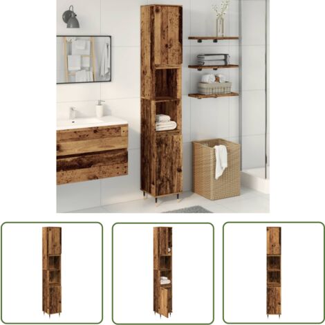 vidaXL Armoire de salle de bain vieux bois 30x30x190cm bois ingénierie