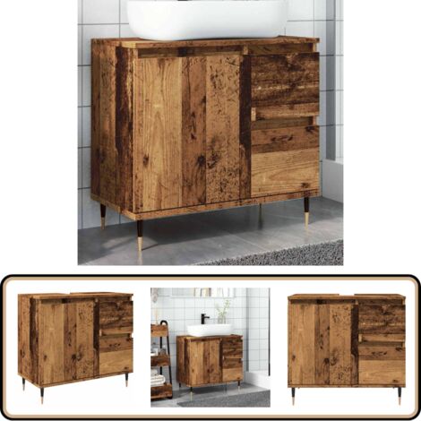 vidaXL Armoire de salle de bain vieux bois 65x33x60 cm bois ingénierie