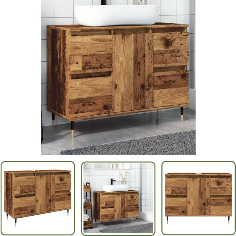 vidaXL Armoire de salle de bain vieux bois 80x33x60 cm bois ingénierie