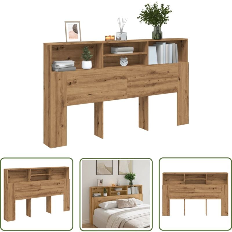 VidaXL Armoire de tête de lit chêne artisanal 180x19x103,5 cm