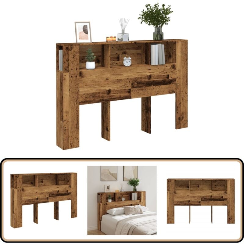 Vidaxl - Armoire de tête de lit vieux bois 160x18,5x103,5 cm