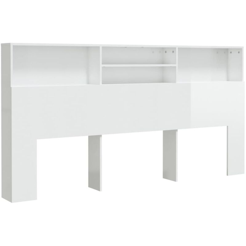 Armoire de tête de lit Blanc brillant 200x19x103,5 cm