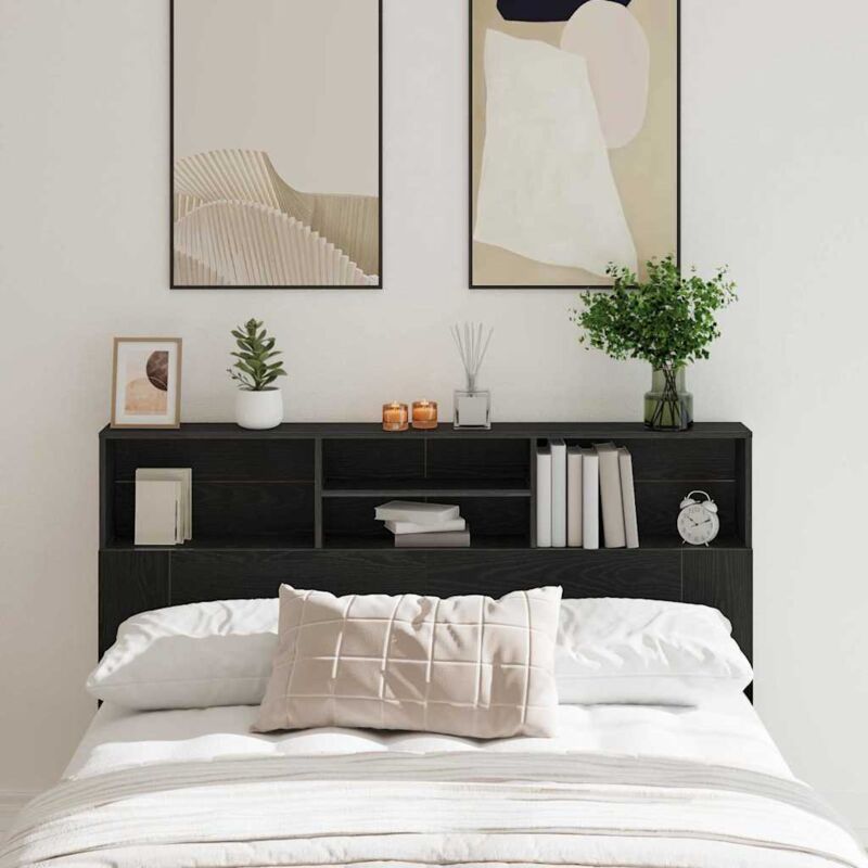vidaXL Cabinet de Tête de Lit Chêne noir Bois d'ingénierie