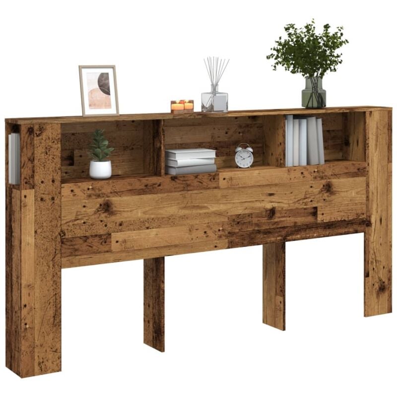 vidaXL Armoire de tête de lit vieux bois 200x18,5x102,5 cm