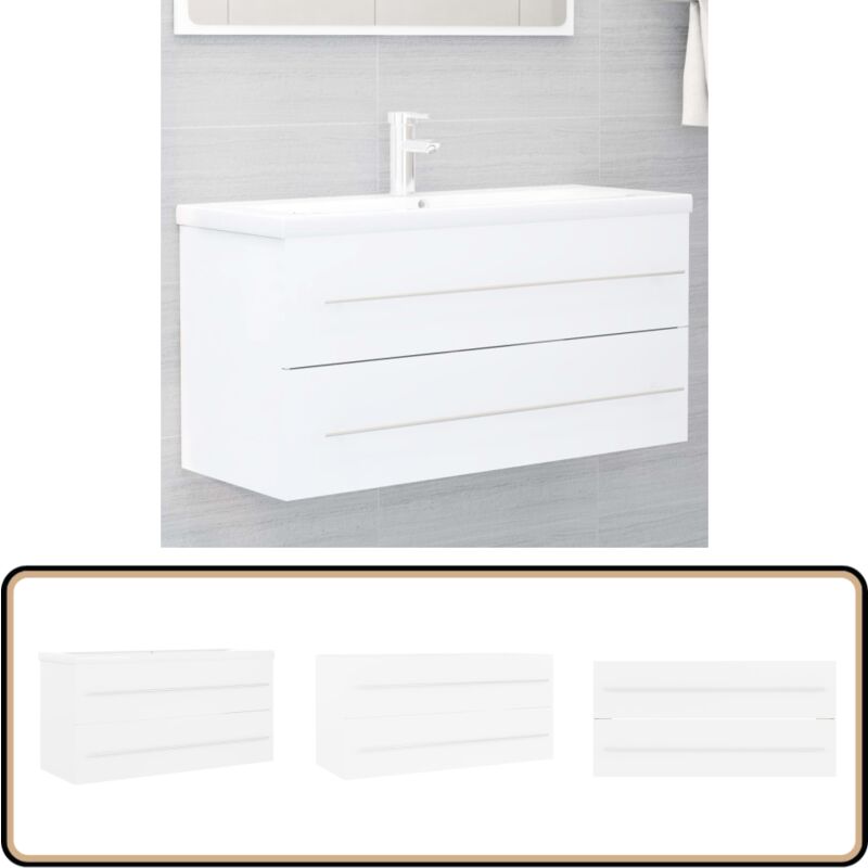 Vidaxl - Armoire d'évier avec lavabo intégré Blanc Aggloméré