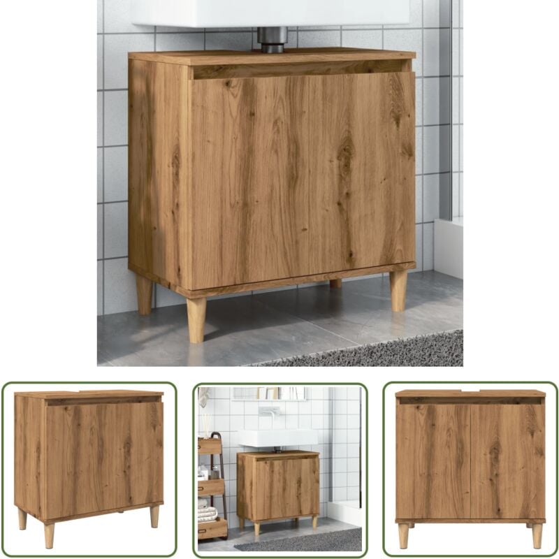 The Living Store - vidaXL Armoire d'évier chêne artisanal 58x33x60 cm bois d'ingénierie