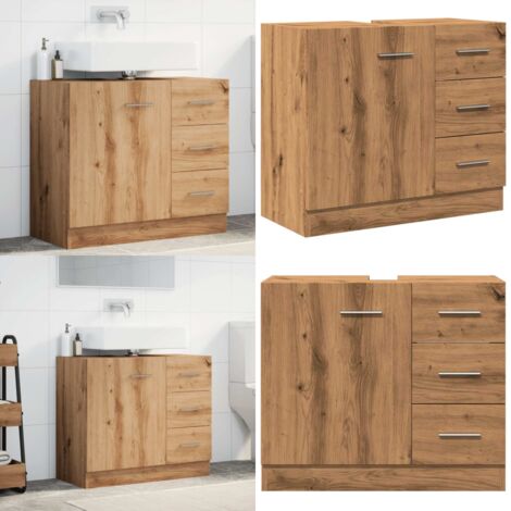vidaXL Armoire d'évier chêne artisanal 63x30x54 cm bois d'ingénierie