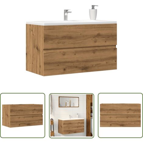 vidaXL Armoire d'évier chêne artisanal 90x38,5x45 cm bois d'ingénierie