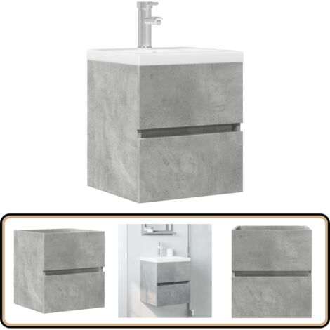 vidaXL Armoire d'évier Gris béton 41x38,5x45 cm Bois d’ingénierie