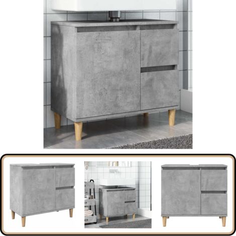vidaXL Armoire d'évier gris béton 65x33x60 cm bois d'ingénierie