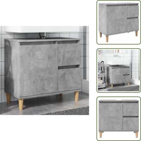 vidaXL Armoire d'évier gris béton 65x33x60 cm bois d'ingénierie