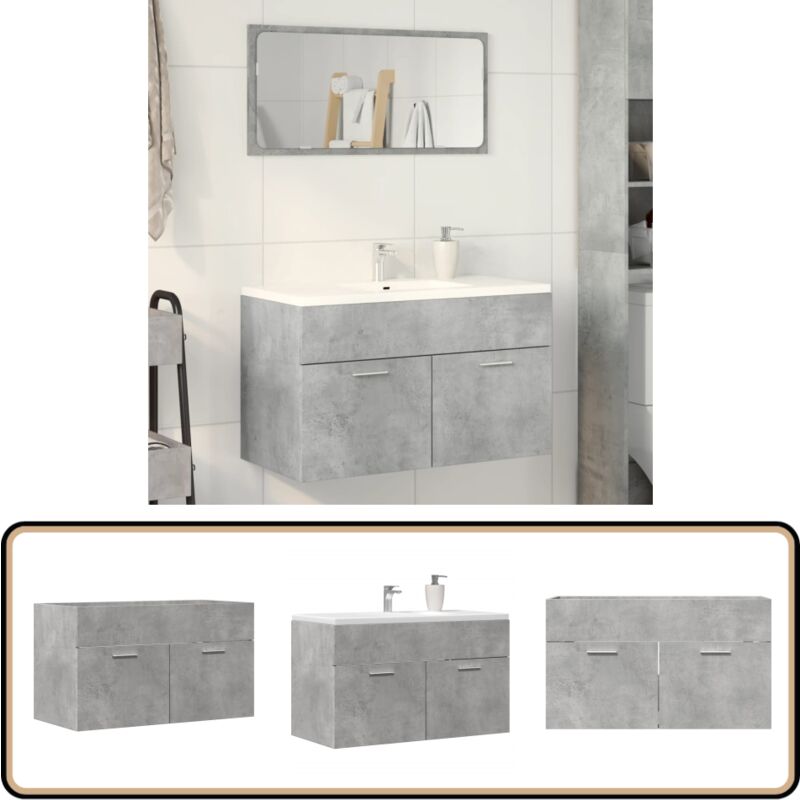 Vidaxl - Armoire d'évier Gris béton 80x38,5x46 cm Aggloméré