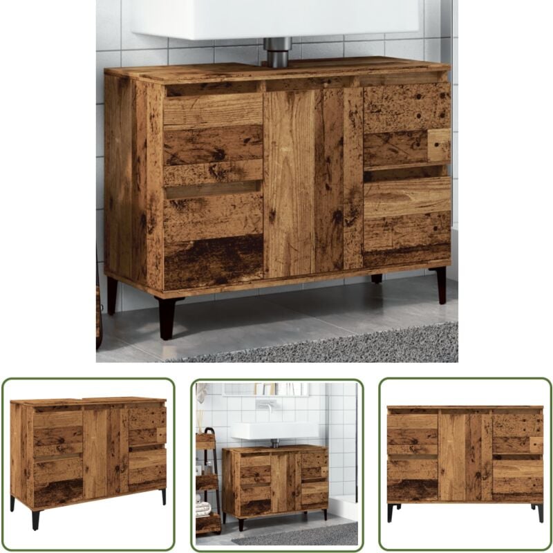 The Living Store - vidaXL Armoire d'évier vieux bois 80x33x60 cm bois d'ingénierie