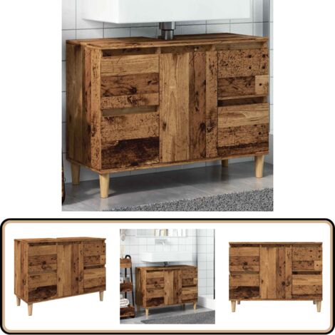 vidaXL Armoire d'évier vieux bois 80x33x60 cm bois d'ingénierie
