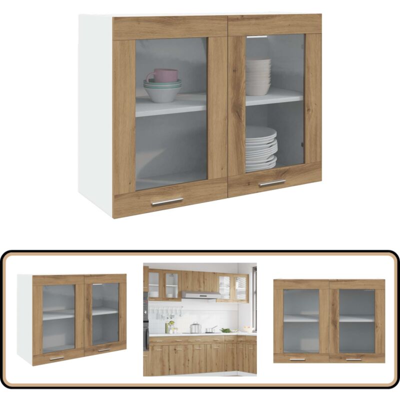 Vidaxl - Armoire en verre suspendue chêne artisanal bois d'ingénierie