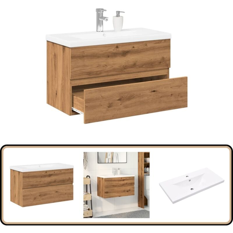 Vidaxl - Armoire lavabo avec bassin intégré chêne artisanal