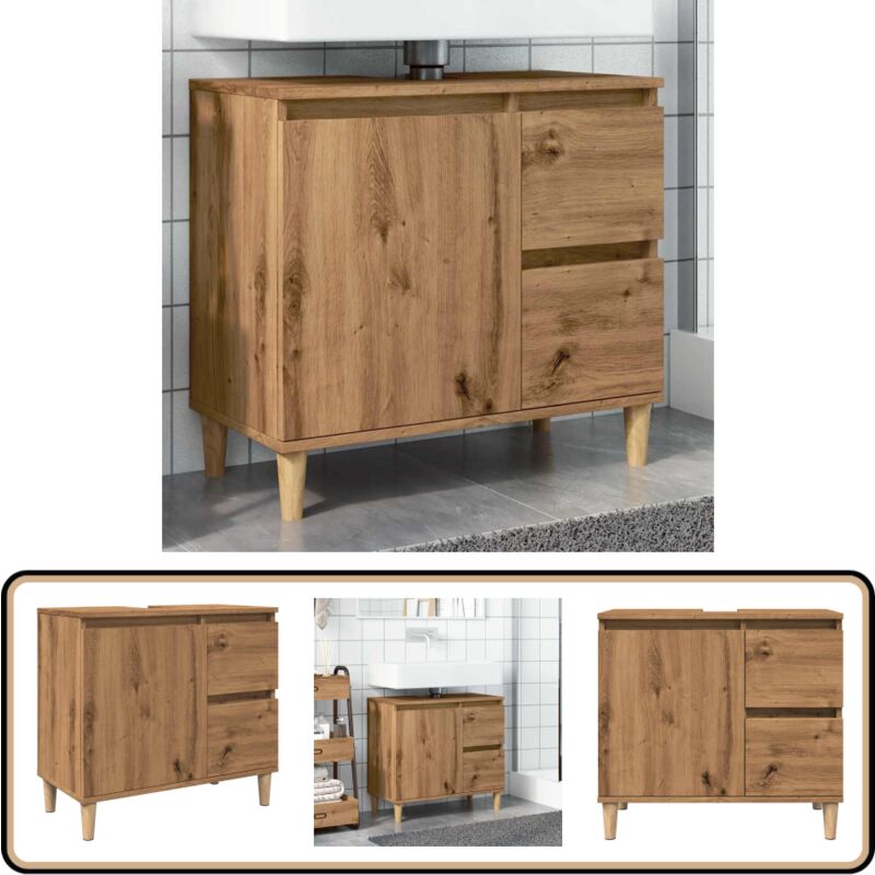 Vidaxl - Armoire lavabo chêne artisanal 65x33x60 cm bois d'ingénierie