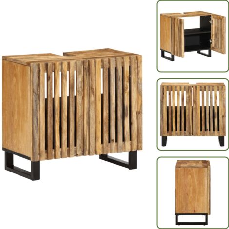 vidaXL Armoire lavabo de salle de bain 62x34x58cm manguier massif brut