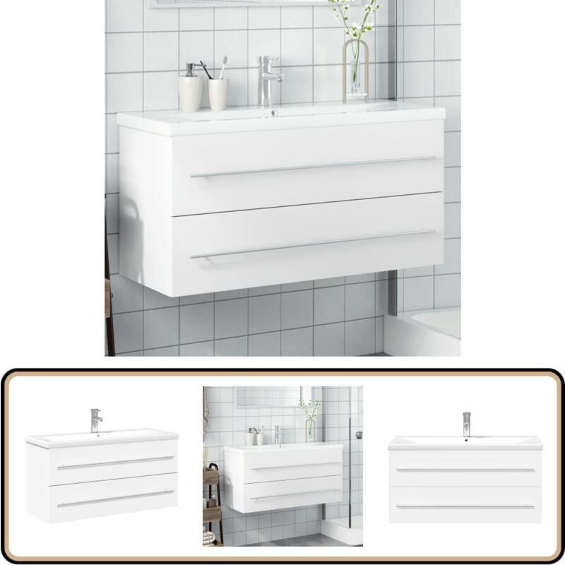 Vidaxl - Armoire lavabo de salle de bain avec bassin intégré blanc