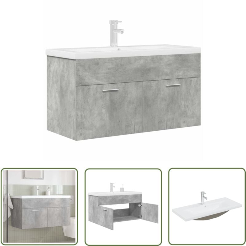 The Living Store - vidaXL Armoire lavabo de salle de bain avec bassin intégré et robinet