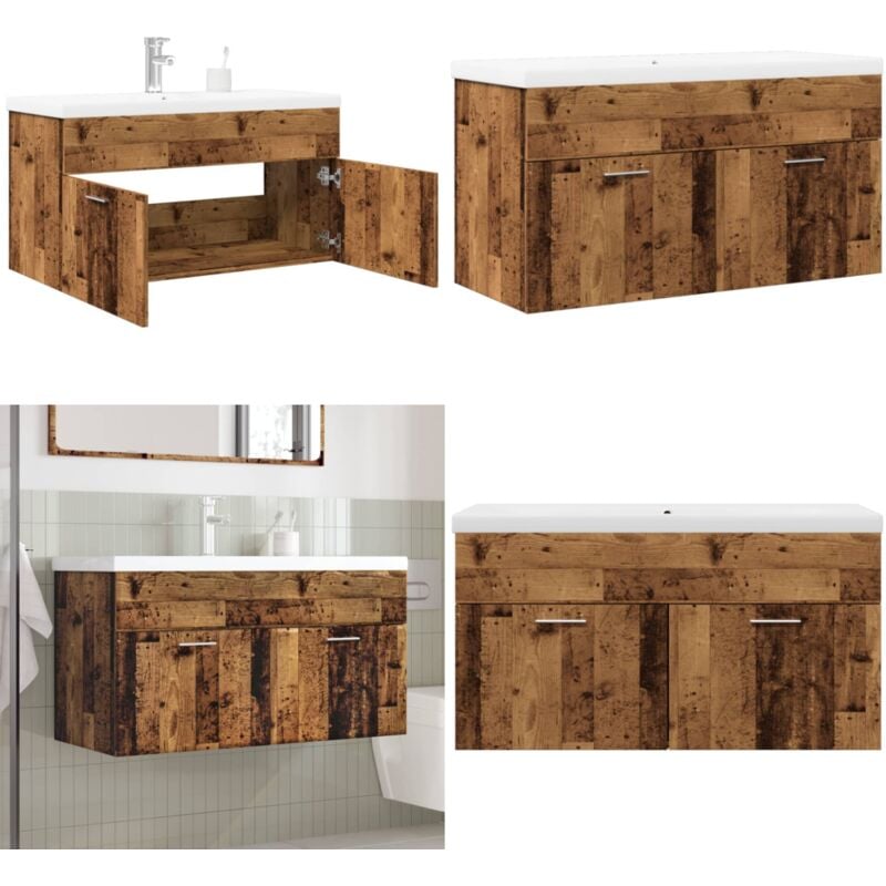 Vidaxl - Armoire lavabo de salle de bain avec bassin intégré vieux bois