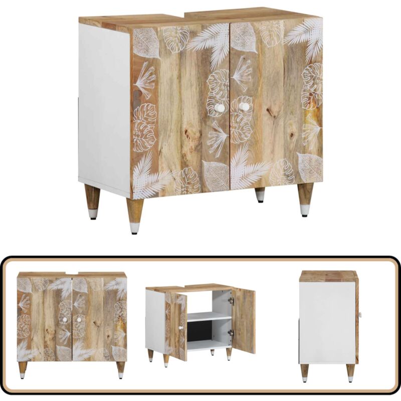 Vidaxl - Armoire lavabo de salle de bain bois massif de manguier
