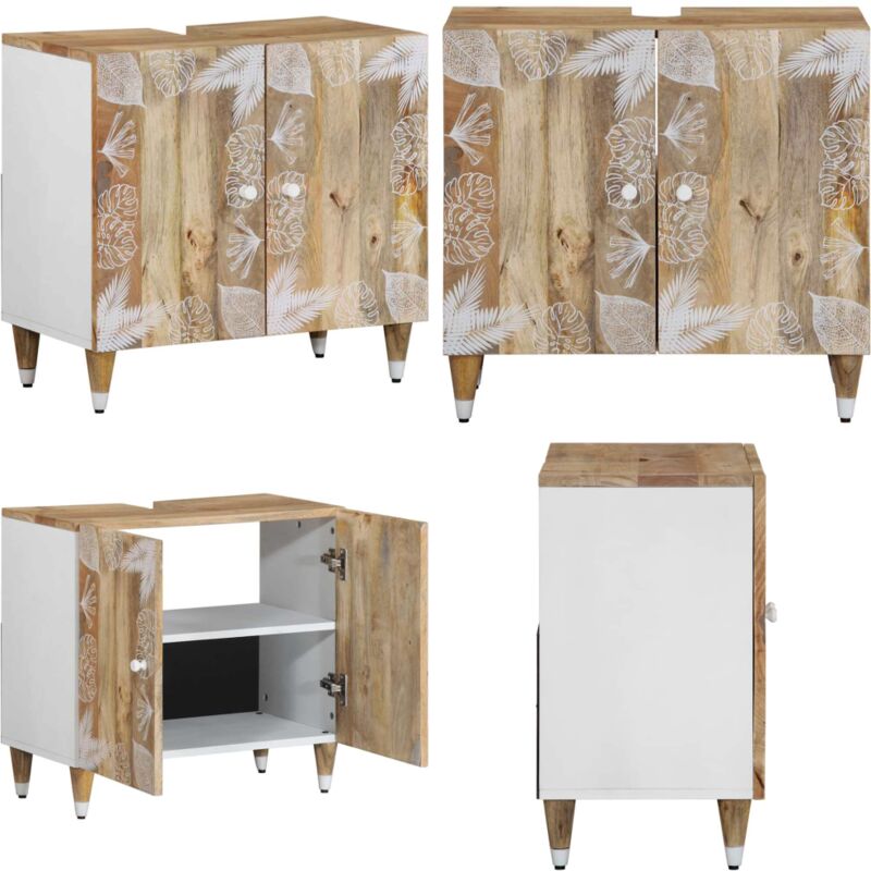 Vidaxl - Armoire lavabo de salle de bain bois massif de manguier