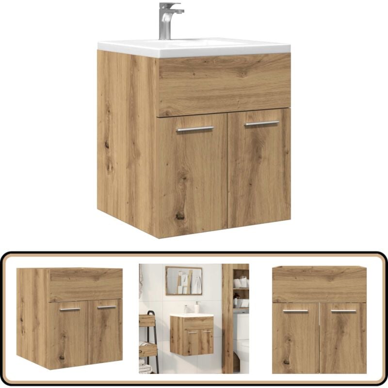 Vidaxl - Armoire lavabo de salle de bain chêne artisanal bois ingénierie