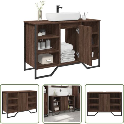 vidaXL Armoire lavabo de salle de bain chêne marron 91x35x60 cm