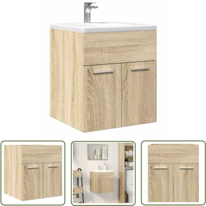 The Living Store - vidaXL Armoire lavabo de salle de bain chêne sonoma 41x38,5x46 cm